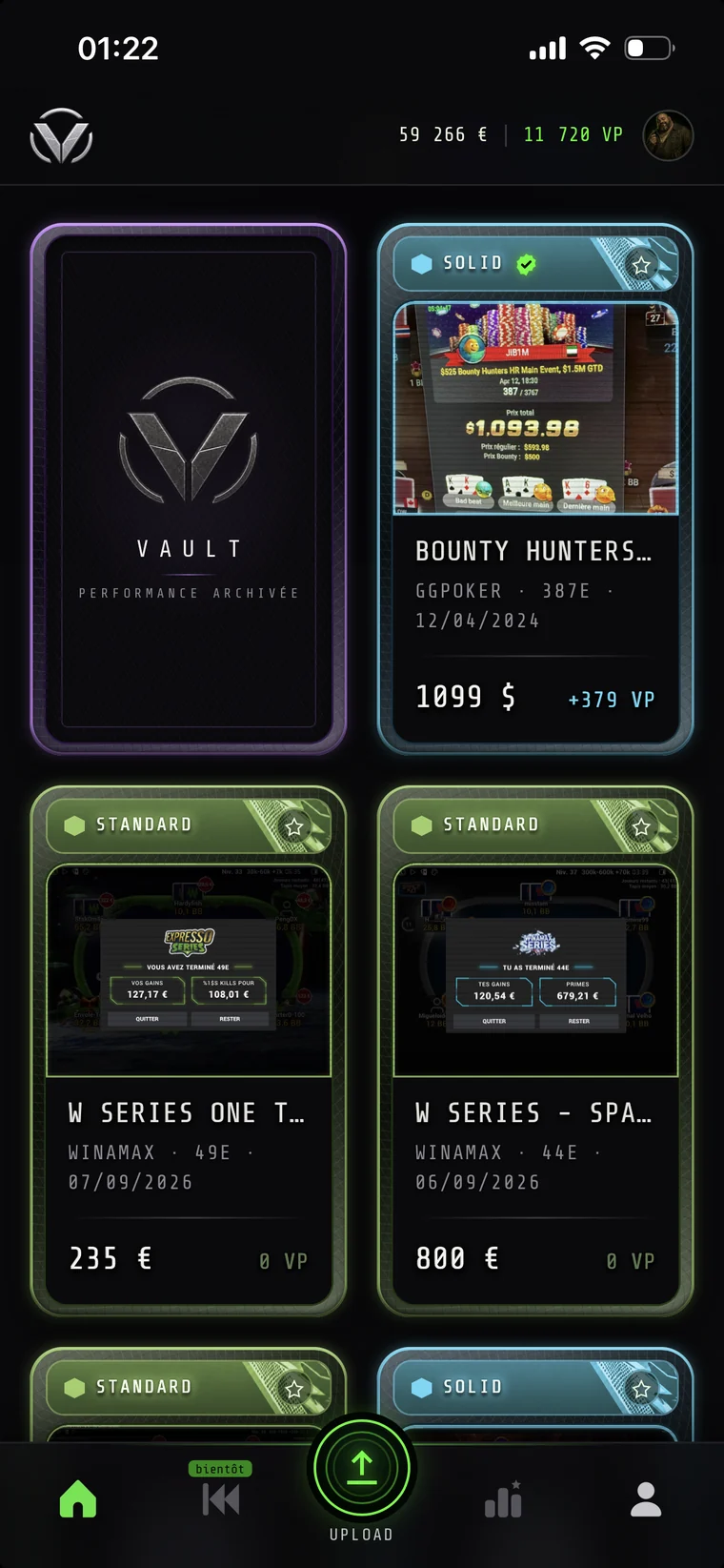 La Library de VAULT sur un téléphone